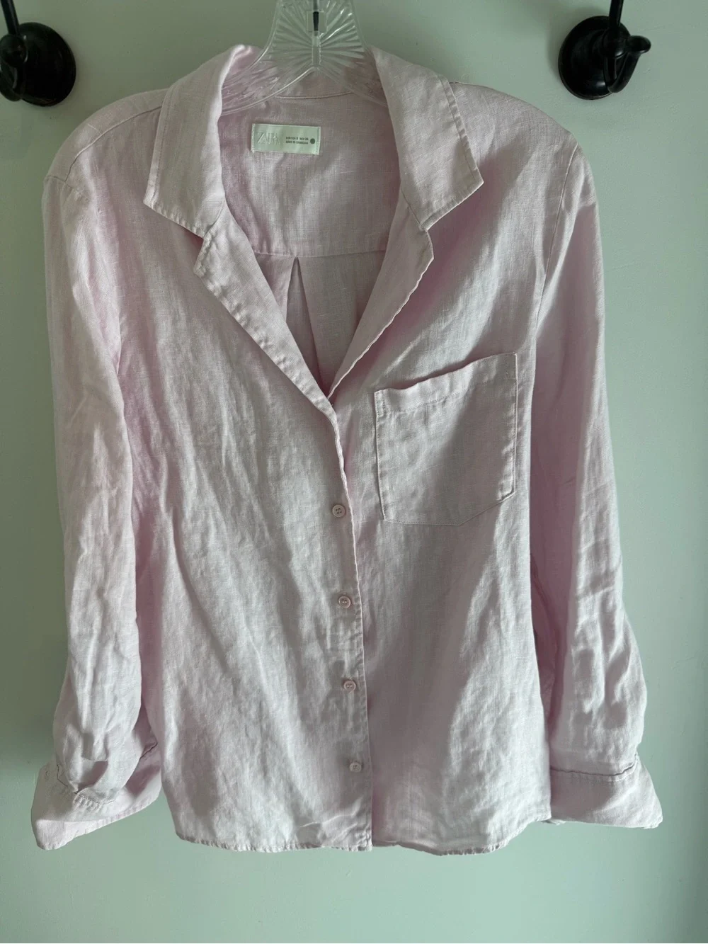 Zara Light Pink Linen Button-Up Shirt